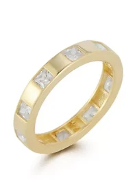 Sterling Silver Princess Cut CZ Band Ring