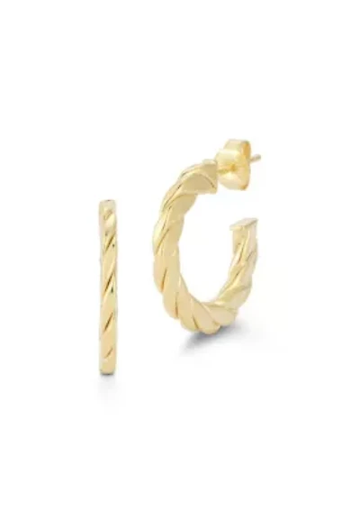 Sterling Silver Flat Twist C Hoop Earrings