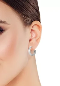 Sterling Silver Double Row Hoop Earrings
