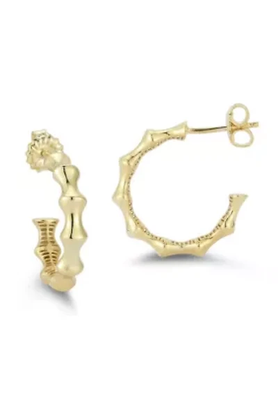 Sterling Silver Bamboo Hoop Earrings