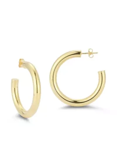 Sterling Silver 1.5in 5mm Tube Hoop Earrings
