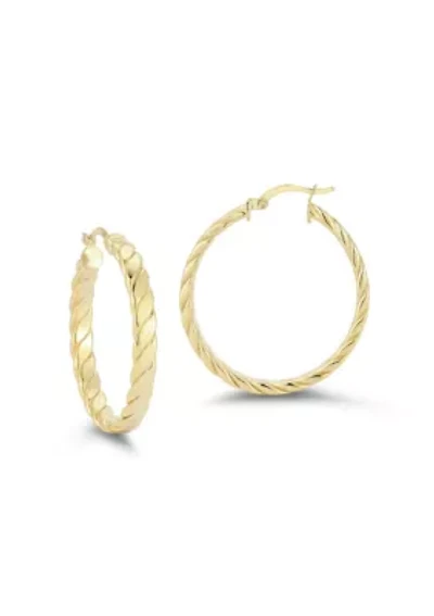 Sterling Silver Medium Flat Twist Hoop Earrings