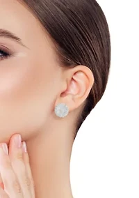 Sterling Silver CZ Flower Stud Earrings