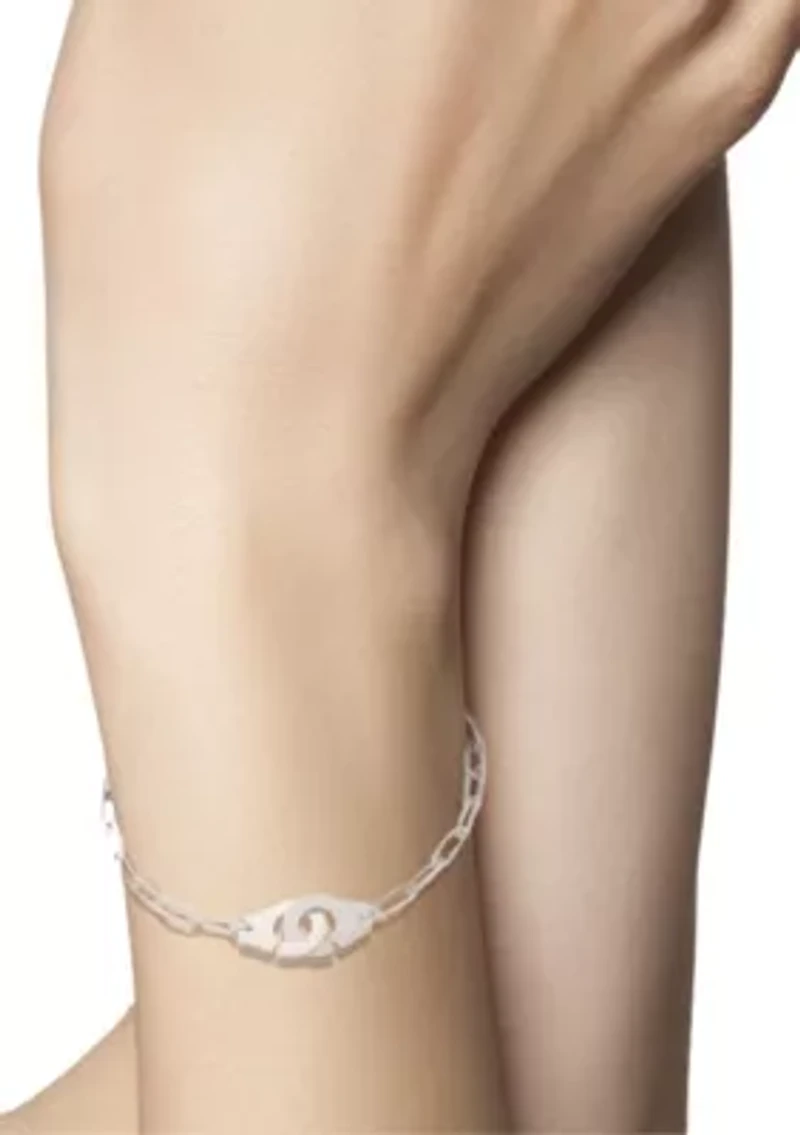 Sterling Silver Handcuff Bracelet with Paperclip Chain