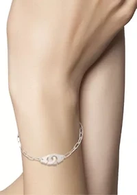 Sterling Silver Handcuff Bracelet with Paperclip Chain