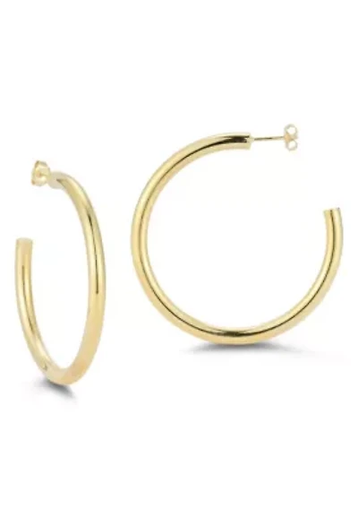 Sterling Silver 2in 4mm Tube Hoop Earrings