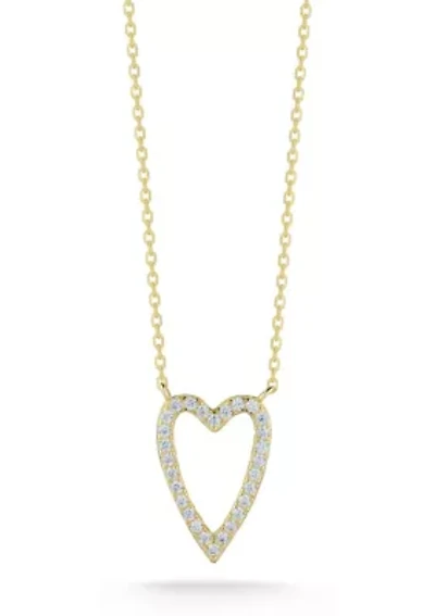 Sterling Silver Pave Open Heart Pendant Necklace