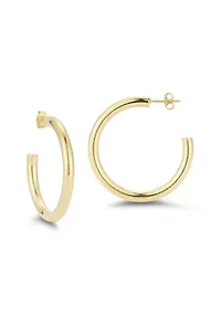 Sterling Silver 1.5in 4mm Tube Hoop Earrings