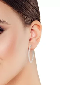 Sterling Silver 1.5in 2mm Tube Hoop Earrings