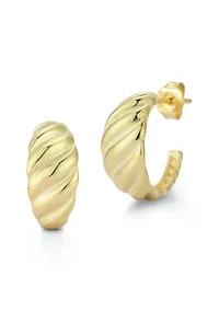 Sterling Silver Bold Croissant Hoop Earrings