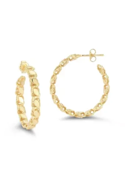 Sterling Silver Textured C Hoop Earrings