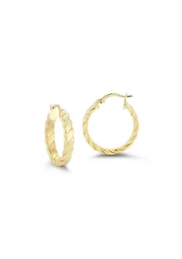 Sterling Silver Small Flat Twist Hoop Earrings