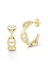 Sterling Silver Polished Mariner Link Hoop Earrings