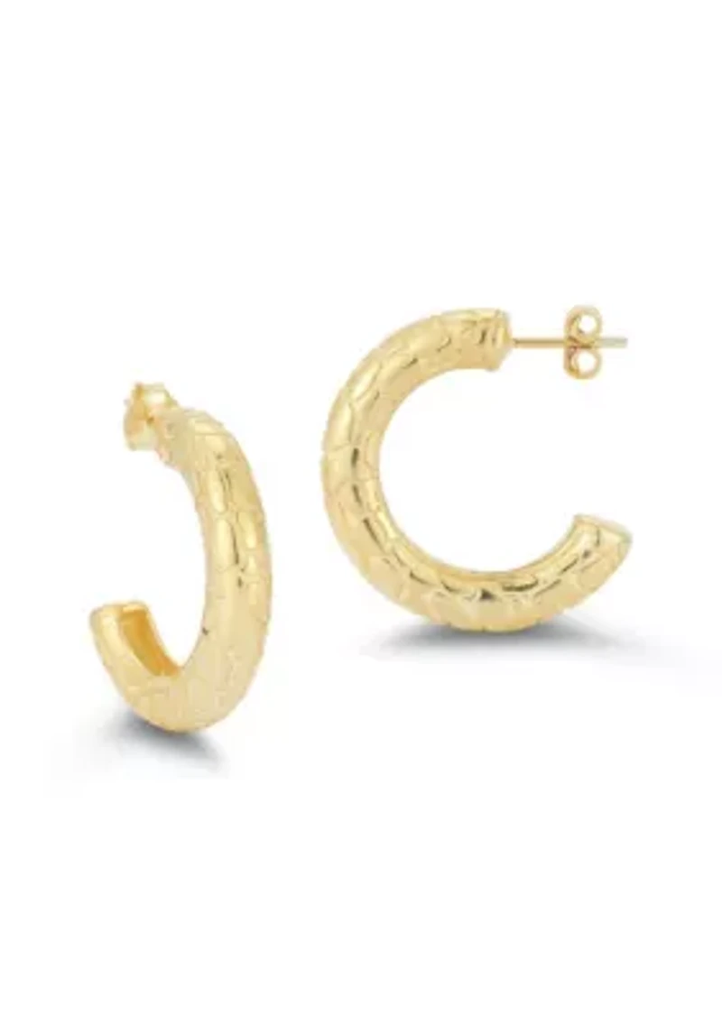 Sterling Silver Snakeskin Hoop Earrings