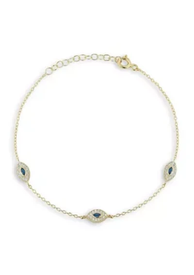 Sterling Silver CZ Dainty Evil Eye Bracelet
