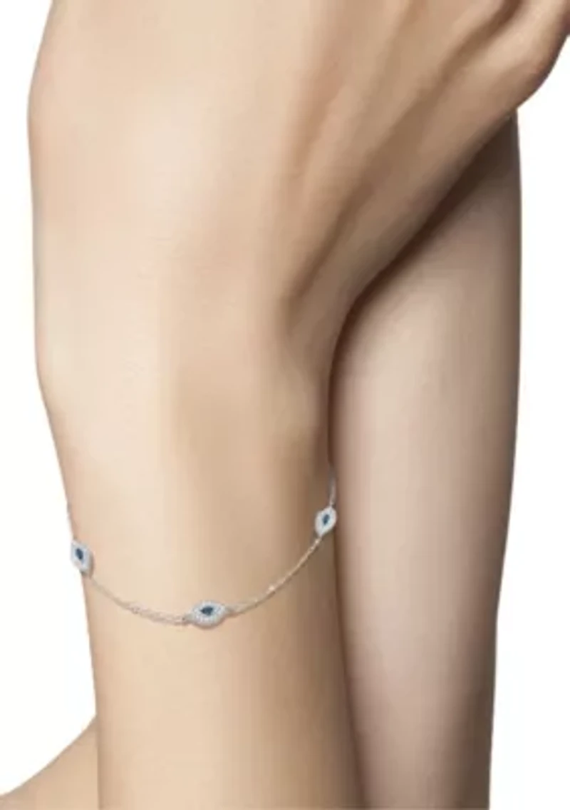 Sterling Silver CZ Dainty Evil Eye Bracelet