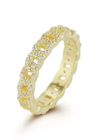 Sterling Silver Pave Curb Chain Link Band Ring