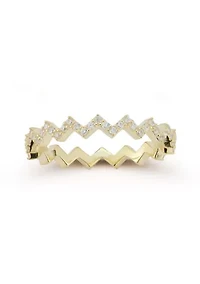 Sterling Silver Pave Zigzag Band Ring