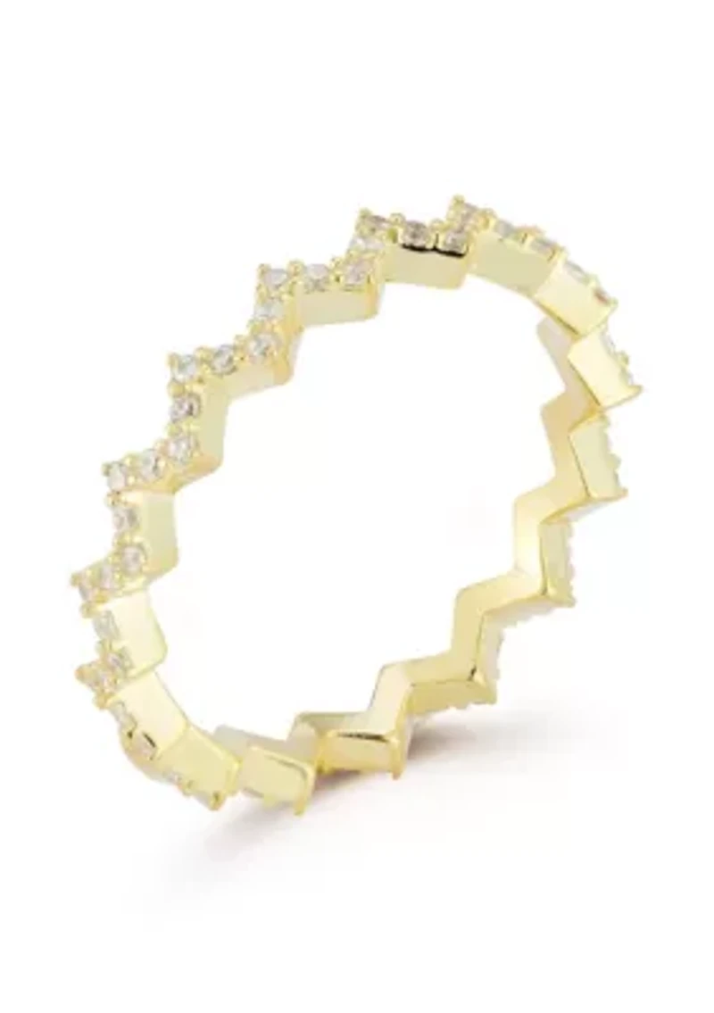 Sterling Silver Pave Zigzag Band Ring