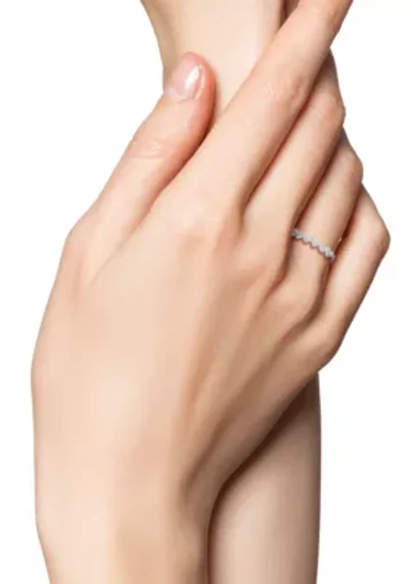 Sterling Silver Pave Zigzag Band Ring
