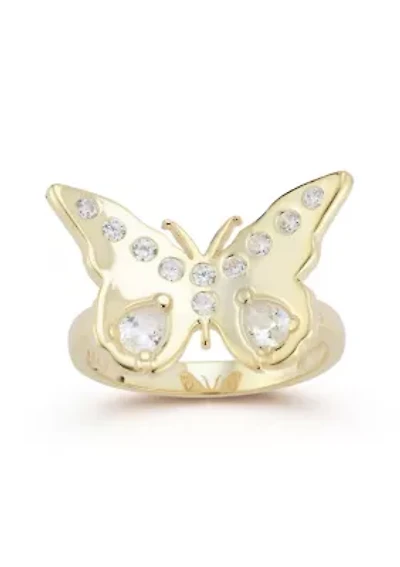 Sterling Silver CZ Butterfly Band Ring