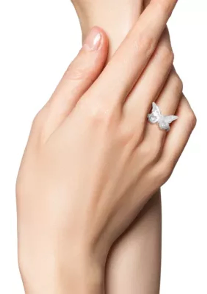 Sterling Silver CZ Butterfly Band Ring