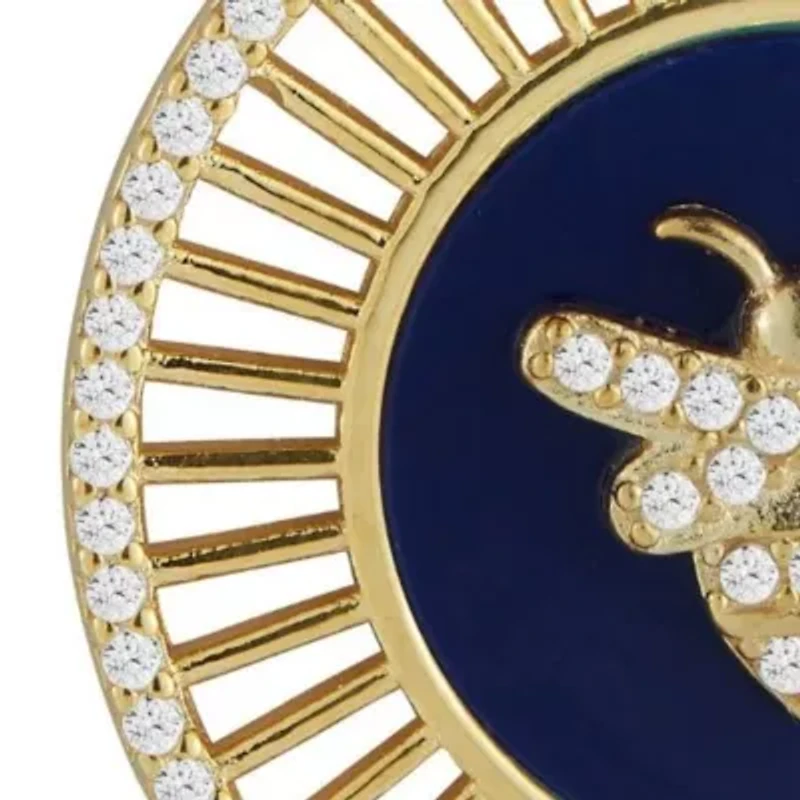 Sterling Silver CZ and Gemstone Bee Medallion Necklace