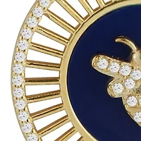 Sterling Silver CZ and Gemstone Bee Medallion Necklace