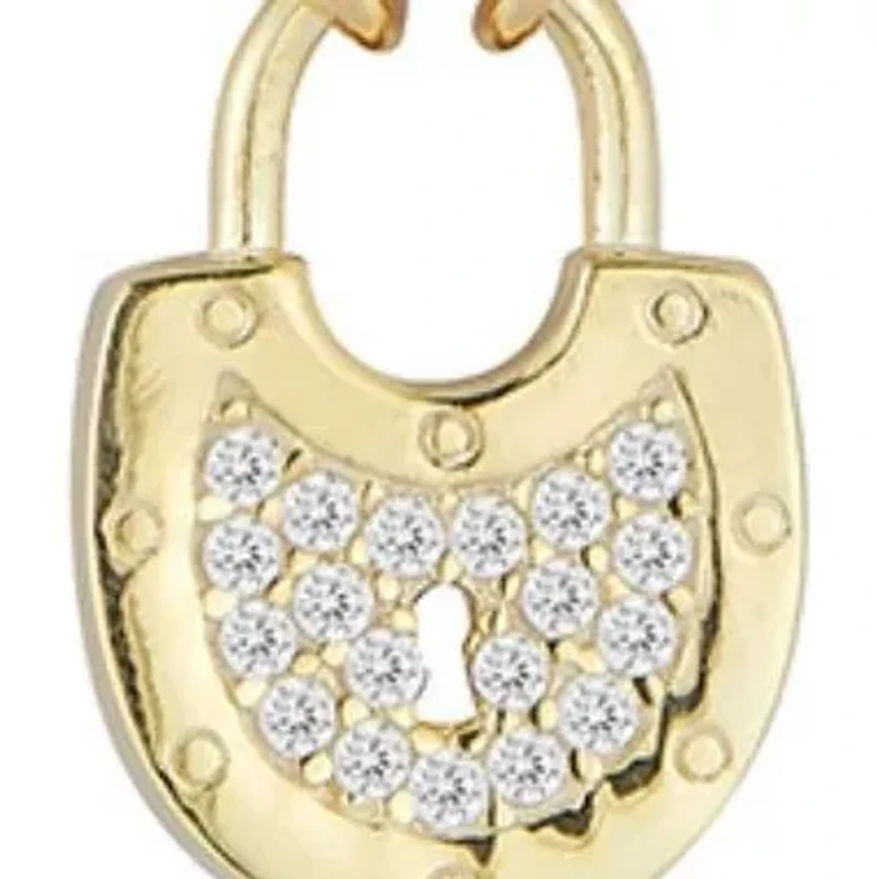 Sterling Silver CZ Padlock Necklace