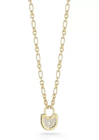 Sterling Silver CZ Padlock Necklace