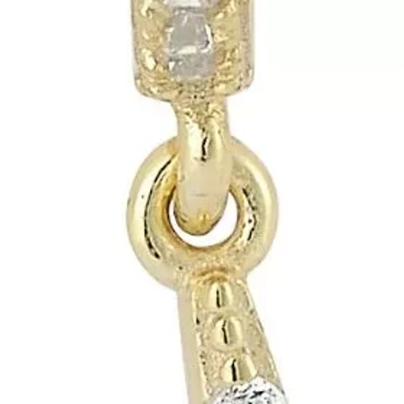 Sterling Silver Pave Lightning Charm Huggie Hoop Earrings