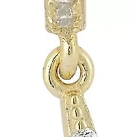 Sterling Silver Pave Lightning Charm Huggie Hoop Earrings