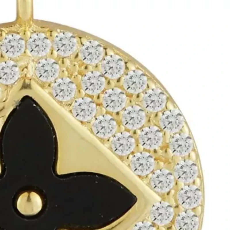 Sterling Silver Gemstone Clover Pave Medallion Necklace