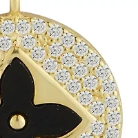 Sterling Silver Gemstone Clover Pave Medallion Necklace