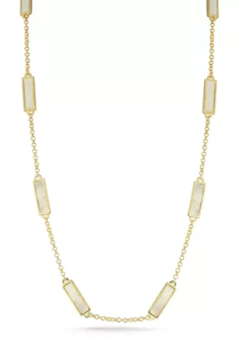 Sterling Silver Mother of Pearl Bar Station Necklace