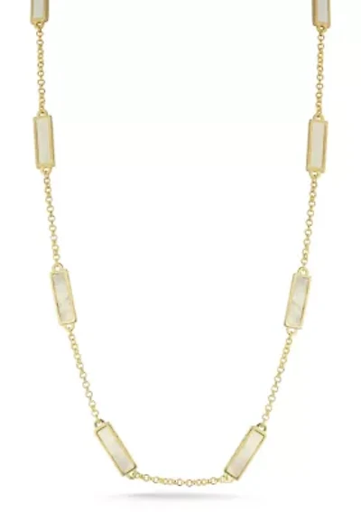Sterling Silver Mother of Pearl Bar Station Necklace