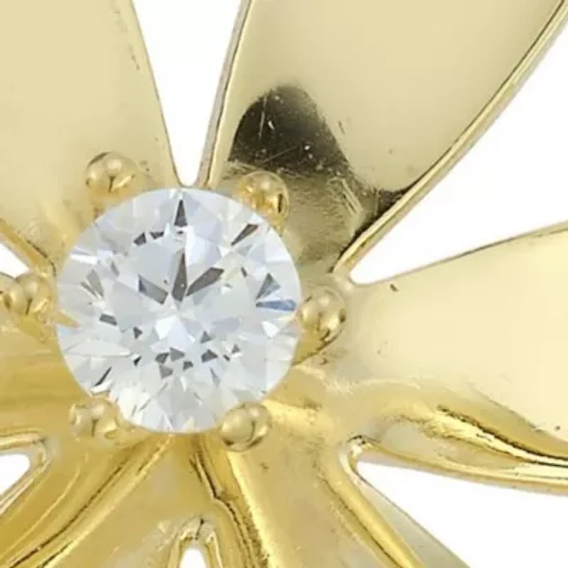 Sterling Silver CZ Bold Curved Flower Ring