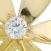 Sterling Silver CZ Bold Curved Flower Ring