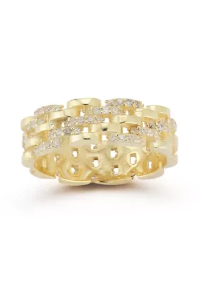 Sterling Silver Spiral CZ Band Ring