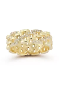 Sterling Silver Spiral CZ Band Ring