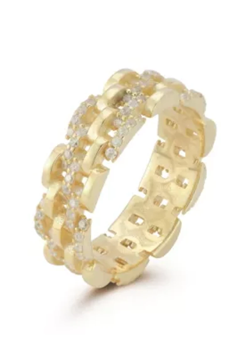 Sterling Silver Spiral CZ Band Ring