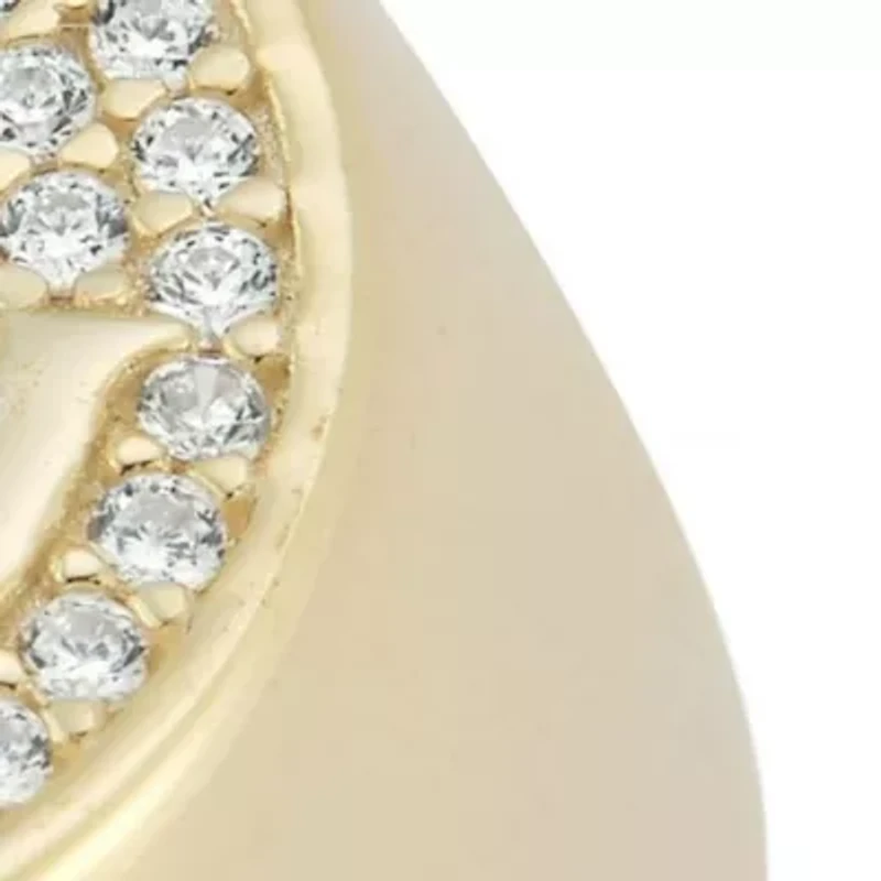 Sterling Silver Pave Smiley Face Signet Ring