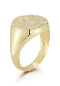 Sterling Silver Pave Smiley Face Signet Ring