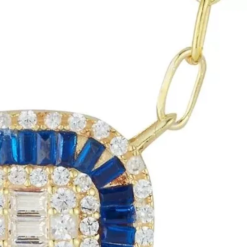 Sterling Silver CZ Rounded Illusion Pendant Necklace