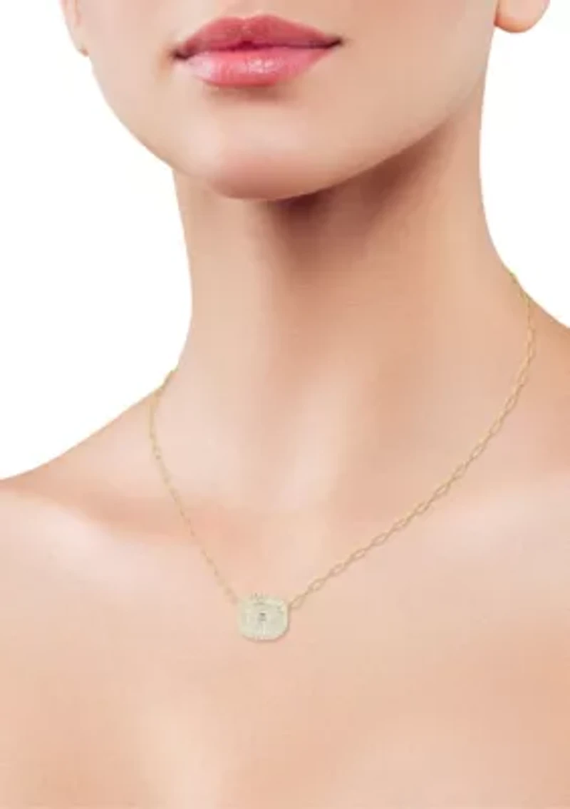 Sterling Silver CZ Rounded Illusion Pendant Necklace