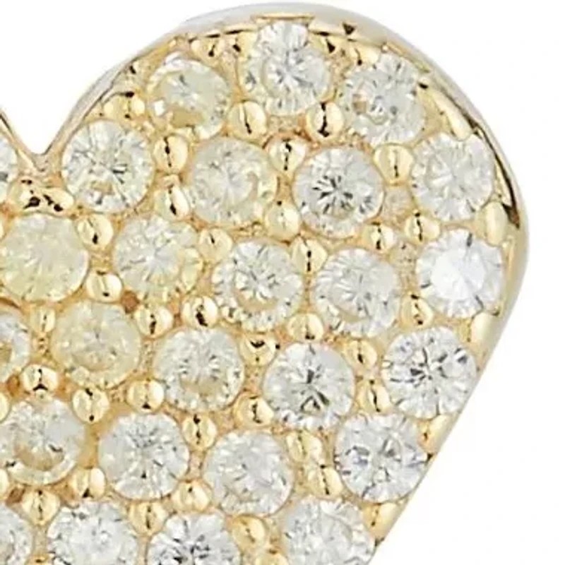 Sterling Silver Pave Dagger Heart Stud Earrings