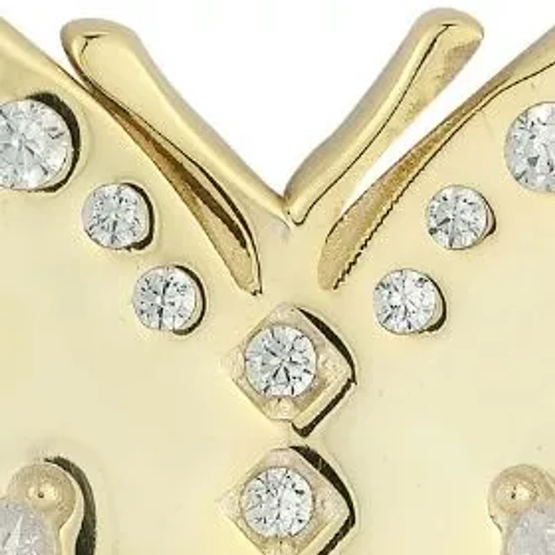 Sterling Silver CZ Butterfly Pendant Necklace with Paperclip Chain