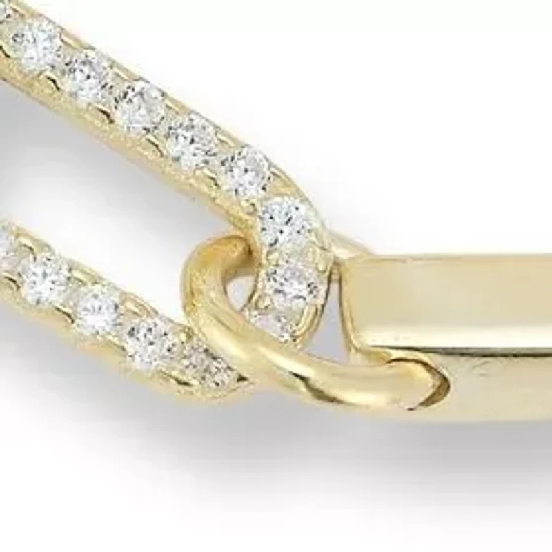 Sterling Silver Alternating Pave Link Bracelet