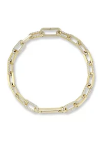Sterling Silver Alternating Pave Link Bracelet