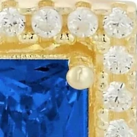 Sterling Silver CZ Rectangle Halo Stud Earrings